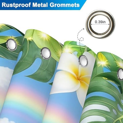 Summer Rainbow Beach Ocean Shower Curtain with Weighted Bottom, Tropical Coastal Waves Waterproof Decorative Shower Curtain, Machine Washable Fabric Shower Curtains with 12 Hooks, 72x72 Inch