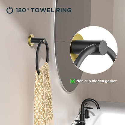 FORIOUS Toilet Paper Holder and Towel Ring Set, Bathroom Accessories Set