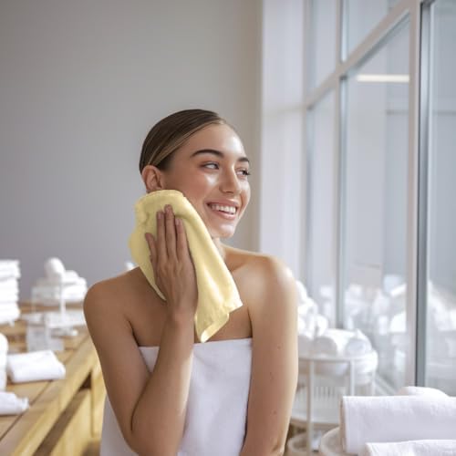 Towel and Linen Mart 100% Cotton - Wash Cloth Set - Flannel Face Cloths, Highly Absorbent and Soft Feel Fingertip Towels (Ivory, Pack of 24)