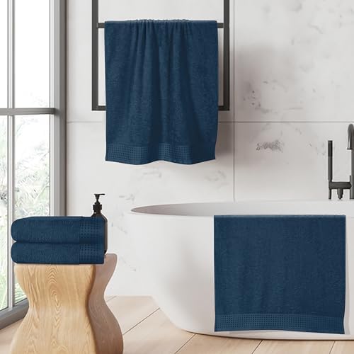 GLAMBURG Ultra Soft 4 Pack Oversized Bath Towel Set 27x54 inches, 100% Cotton Bath Towels, Highly Absorbant Compact Quickdry & Lightweight Towel, Ideal for Gym Travel Camp Pool - Mineral Blue