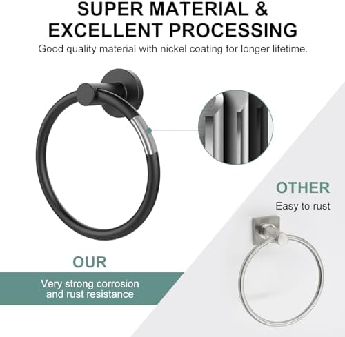 SetSail Towel Holder for Bathroom Wall Matte Black Towel Ring