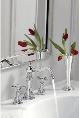Moen TS42114NL Weymouth Two-Handle Widespread Cross Handle Bathroom Faucet Trim Kit, Valve Required, Polished Nickel
