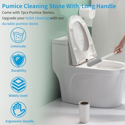 8 Packs Pumice Cleaning Stone with Extra Long Handle, Pumice Stone for Toilet Bowl Clean for Cleaning Toilets, Bathtubs, Grills, Swimming Pools, Sinks