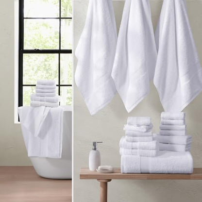 LANE LINEN Bath Towel Set 100% Cotton 18 Piece Soft Absorbent - White