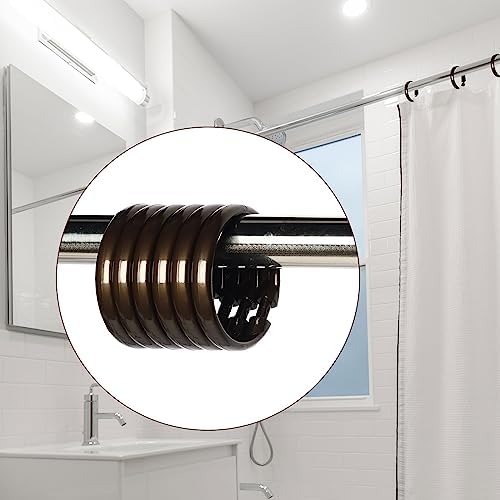 Bronze Shower Curtain Hooks Rings, 12 Pcs Circular Plastic Shower Curtain Rings for Bathroom, Plastic Shower Curtain Hooks for Shower Curtain Rod, Shower Hooks Rings for Shower Curtain