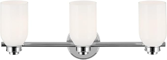 Kichler Shae 24.25" 3-Light Vanity Light with White Opal Glass in Chrome, for Bathroom Vanity, Powder Room, Over a Mirror, (24.25" W x 9" H), 55202CH