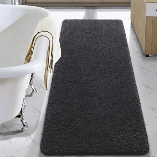 LOCHAS Bathroom Rug Runner 24x60 Inch, Bath Rugs Non Slip, Dark Grey