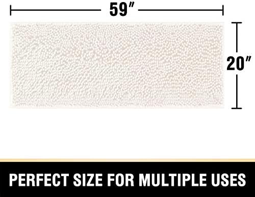 H.VERSAILTEX Bathroom Rugs Bath Mats Non Slip Chenille Bathroom Runner Rug 59x20 Extra Soft and Absorbent Shaggy Rugs Washable Dry Fast Plush Area Carpet Mats for Bath Room, Tub - Ivory