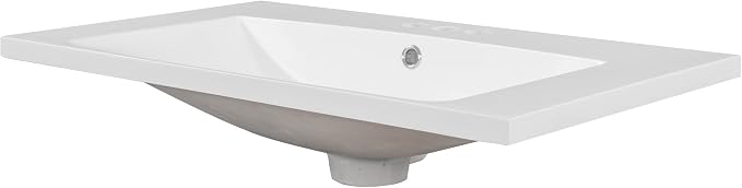 30" Ceramic Bathroom Sink, Vanity Top Only, Vessel Single-sink with Overflow and 3 Holes, Rectanglar