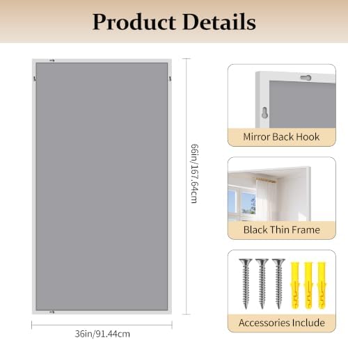 COFENY 66x36 Silver Bathroom Mirror, Large Rectangle Mirrors for Over Sink