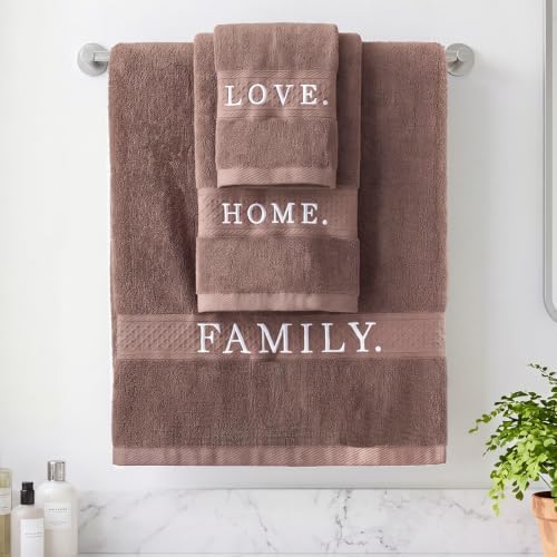Hahafelt Decorative Bathroom Towel Set, Coffee Brown