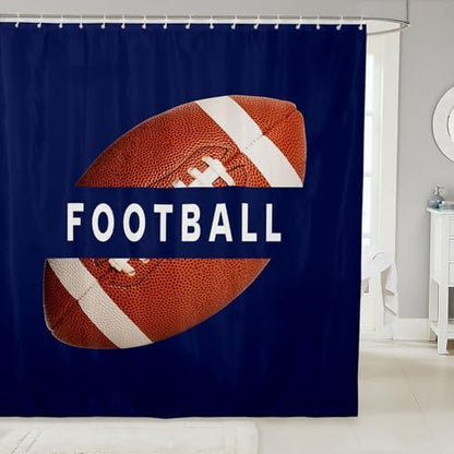 jejeloiu Shower Curtain 72"x84" Football Bath Curtain for Boys Girls Teens Gaming Sports Women Men Gift for Football Lover Kids Bathroom Accessories