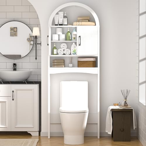Spurgehom Arch Over The Toilet Storage Cabinet,Bathroom Organizer, White
