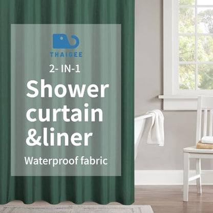 Waterproof Fabric Shower Curtain,No Liner Needed,72x72,EmeraldGreen