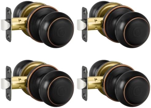 Haidms 4 Pack Oil Rubbed Bronze Passage Door Knobs, Bronze Closet Door Knobs, Passage Doorknobs Interior for Closet or Hall, Hallways