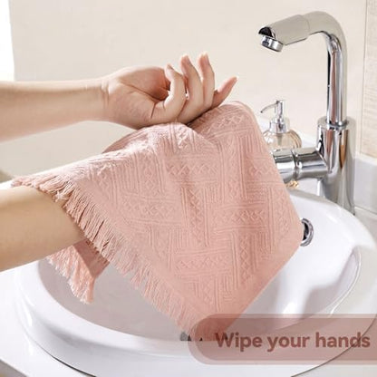 HunnmingRe 4 Pack Boho Hand Towel for Kitchen, Pink
