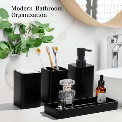 YMXYJM Bathroom Accessories Set, 4 Piece Toothbrush Holder Set, Matte Black