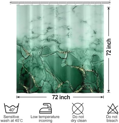 Green Marble Waterproof Bathroom Shower Curtain 72x72 inches