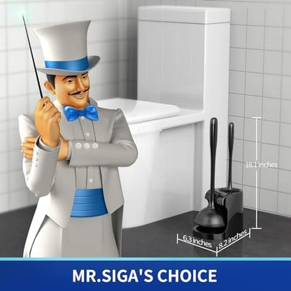 MR.SIGA Toilet Plunger and Bowl Brush Combo for Bathroom Cleaning, Black