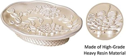 Zahari Home 4pc Rose Vine Bathroom Accessories Sets Lotion Pump, Tumbler, Tooth Brush Holder and Soap Dish Unique Design Beige Bathroom Set