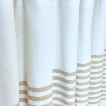 Serafina Home Tan Beige & White Striped Cotton Bathroom Shower Curtain