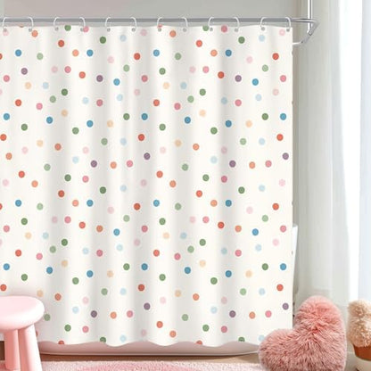 Kids Colorful Polka Dot Shower Curtain Cute Dot Retro Abstract Bathroom Set