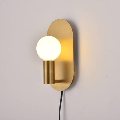 Plug in Wall Sconce Set of 2, Modern Sconces Wall Lighting Cord with On Off Switch, Brushed Gold Wall Mount Light Fixture for Bedroom Living Room Bathroom Vanity