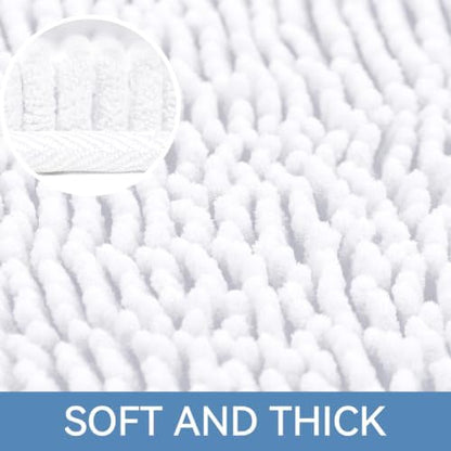 Bcoimo Bath Rug Mat,Chenille Extra Soft White Bathroom Floor Shower Tub Mat