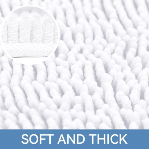 Bcoimo 48x30 Chenille Bath Mat – Non-Slip with Backing Bath Rug Ultra-Absorbent and Machine Washable Bathroom Mat Quick-Dry Design. Ideal for Bathroom Shower and Tub Areas