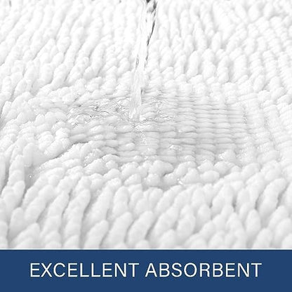 LOCHAS Luxury Bathroom Rug Shaggy Bath Mat 48 x 17 Inch, White