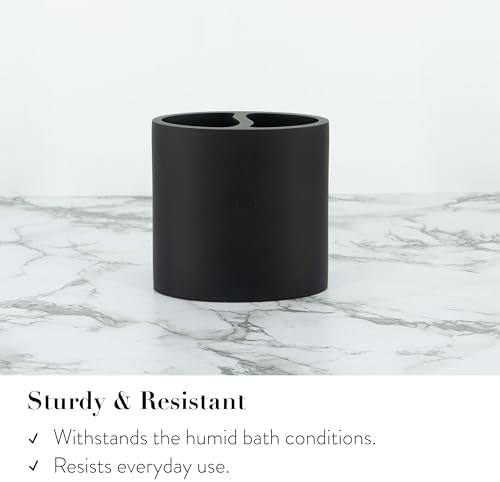 ZCCZ Bathroom Accessory Sets, 4 Pieces Bathroom Accessories Complete Set Vanity Countertop Accessory Set, Includes Lotion Dispenser Soap Pump, Toothbrush Holder and Tray (Matte Black Look Rounded)