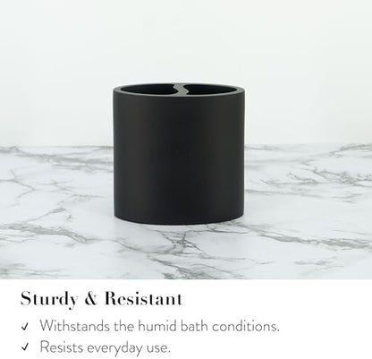 ZCCZ Bathroom Accessory Sets, 4 Pieces Bathroom Accessories Complete Set Vanity Countertop Accessory Set, Includes Lotion Dispenser Soap Pump, Toothbrush Holder and Tray (Matte Black Look Rounded)