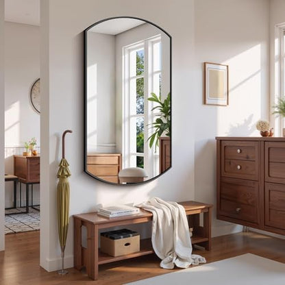 COFENY Bathroom Mirror, 30x55 Inch Black Oval Wall Mounted Mirror with Thin Metal Frame, Modern Bathroom Vanity Mirrors for Over Sink, Entryway, Living Room, Bedroom