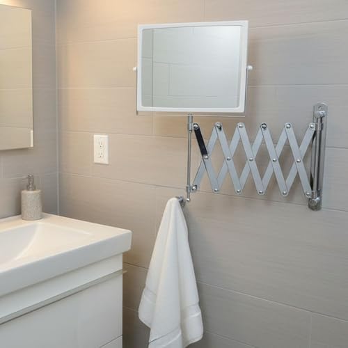 JERDON Wall-Mounted Makeup Mirror - 5X Magnification - Chrome - J2020C