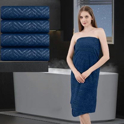 Bath Towel Set of 4 Extra Large Bath Sheet 35"x70" Oversized Bath Towel Soft Microfiber Bathroom Towel for Adults Highly Absorbent Quick Dry Towel Set for Bathroom,Hotel,Shower Towel Bath Sheet Navy