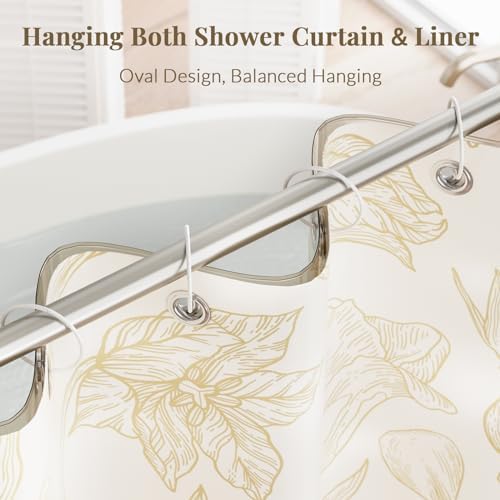 Bathway Anti-Drop Shower Rings, 12 Pcs Metal Rings for Curtain Rod, Rust Proof, White