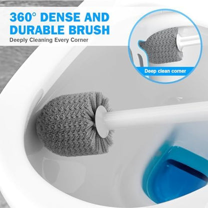 Toilet Plunger and Brush Set, Bowl Brush and Heavy Duty Toilet Plunger with Ventilated Holder, 2-in-1 Toilet Brush and Plunger Combo for 5.3-inch Toilet Drain Bathroom Deeply Cleaning(White & Grey)