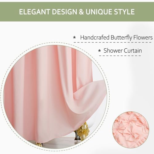 Handmade Bow Tie Shower Curtain, Peach Pink, 72 x 72 in