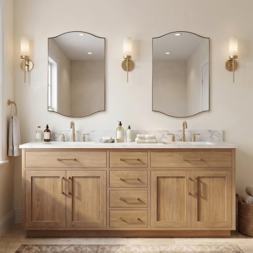 ANDY STAR 24x36 Inch Champagne Bronze Scalloped Mirror for Bathroom