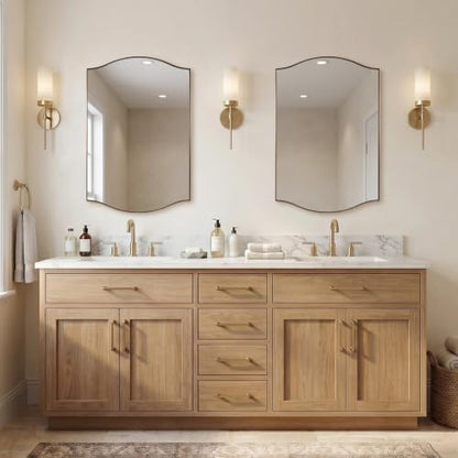 ANDY STAR 24x36 Inch Champagne Bronze Scalloped Mirror for Bathroom