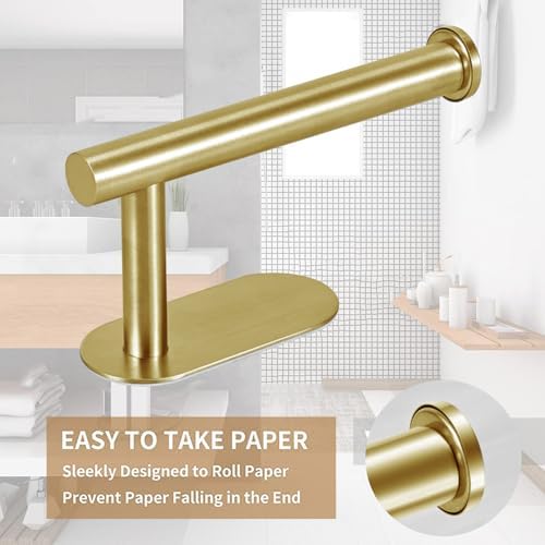 JOPOFI Toilet Paper Holder - Adhesive Toilet Paper Holder - Brushed Gold