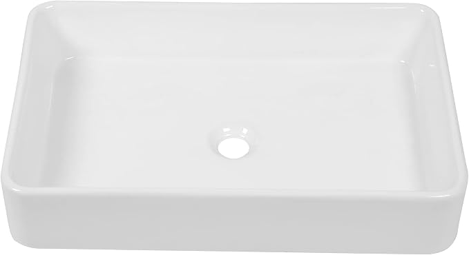 Vessel Sink Bathroom 24”x16” White Rectangle Vanity Sink for Bathroom Modern Ceramic Porcelain Bathroom Sinks above Counter Art Basin