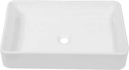 Vessel Sink Bathroom 24”x16” White Rectangle Vanity Sink for Bathroom Modern Ceramic Porcelain Bathroom Sinks above Counter Art Basin