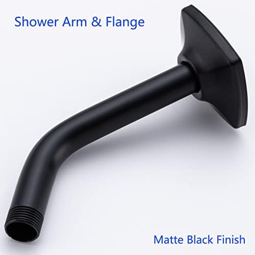 6 Inch Shower Arm And Flange Solid Stainless Steel, Wall-Mounted For Fixed&Handheld Showerhead Mounts Matte Black,SW-91018-6MB.