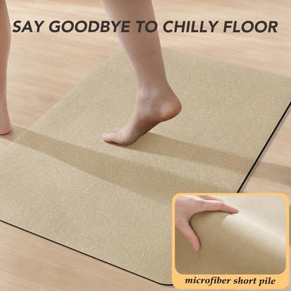 ACCUMTEK Non Slip Bath Mat, Thin Bathroom Rugs Fit Under Door, Quick Dry Bath Mats, Machine Washable Bath Rugs for Bathroom, Bathtub & Kitchen, Camel/Upgraded Solid/32 x20