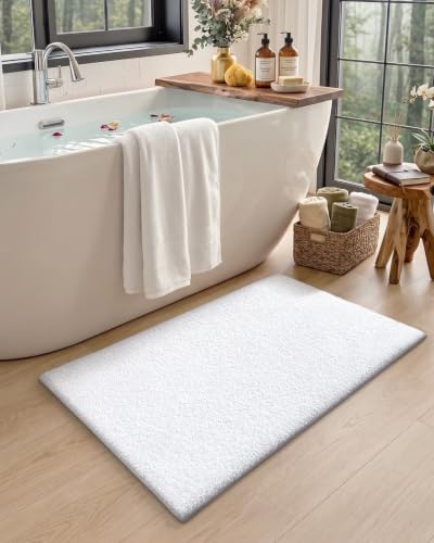Color&Geometry Small Bath Mats for Bathroom Non Slip, 16"x24", White
