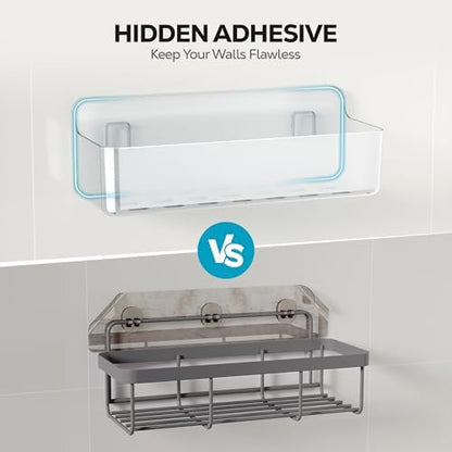 Nieifi Adhesive Shower Shelves, Clear, 5 Pieces