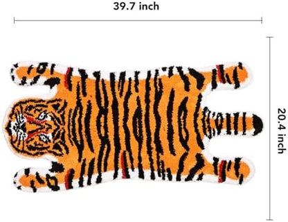 Panstar Tiger Rug for Bathroom, Yellow Tiger Bath Mat Non Slip Animal Rug