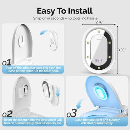 Smart Toilet UV-C Sanitizing &Odor-Control System - Automatic Toilet Cleaner Chemical-Free Deodorizer with Safety Sensor & Long-Life Rechargeable Battery