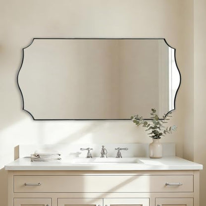 ANDY STAR Brushed Nickel Scalloped Rectangle Mirror, 24x48 Inch Mirror